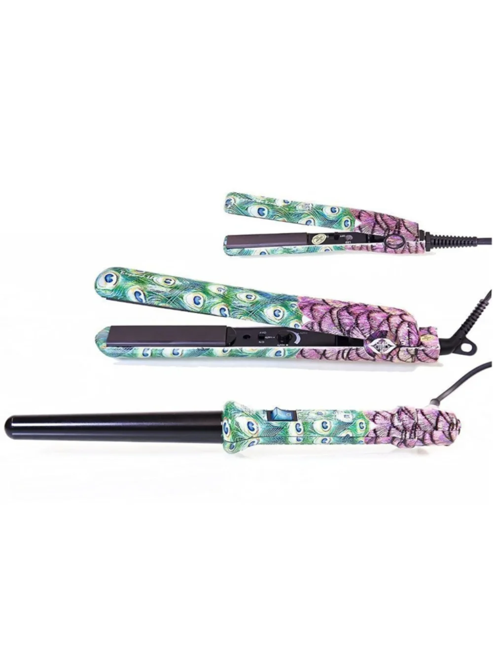 Beyond The Beauty Limited Edition Peacock Ceramic Curling and Flat Iron 3PC Set